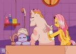 absurd_res bath bathing bathtub blonde_hair bulk_biceps_(mlp) cutie_mark equid equine eyes_closed feathered_wings feathers female feral fluttershy_(mlp) friendship_is_magic group hair hasbro hi_res hooves horse male mammal multicolored_hair my_little_pony mythological_creature mythological_equine mythology pegasus pink_hair pony rainbow_dash_(mlp) rainbow_hair raph13th relaxed_expression relaxing shampoo smile soap sponge towel trio wings