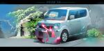  artist_name car creature ground_vehicle halo highres looking_to_the_side megaron motor_vehicle no_humans original pink_eyes plant suzuki_(company) suzuki_moco vehicle_focus vehicle_name 