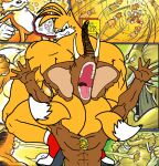 anthro asphyxiation big_ears blue_eyes broly_culo butt canid canine choking clenched_teeth clothing crouching duo elephantid footwear footwear_only fox gem looking_back male male/male mammal mammoth mammoth_mogul meme miles_prower mostly_nude multi_tail muscular muscular_male prehistoric_species proboscidean proboscis_(anatomy) screaming sega shoes shoes_only sonic_the_hedgehog_(series) squatting_position tail teeth teeth_showing titan_tails trunk_(anatomy) tusks unknown_artist
