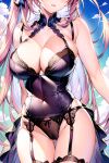  1girl ai-generated black_panties breasts garter_straps large_breasts long_hair original panties underwear 