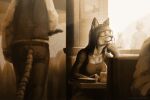 2022 anthro breasts clothed clothing detailed_background digital_media_(artwork) eyes_closed female fur group hair inside ipoke light lighting shaded solo_focus 