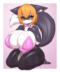 5_fingers absurd_res airplane_ears anthro big_breasts blush bow_tie breasts bunny_costume canid canine canis cleavage clothed clothing collar costume dipstick_tail domestic_dog feet female fingers fur grey_body grey_fur hair hayoon_(tailzkim) hi_res huge_breasts husky inner_ear_fluff leggings legwear mammal markings multicolored_body nordic_sled_dog orange_eyes orange_hair solo spitz tail tail_markings tailzkim toes too tuft two_tone_body white_body white_fur