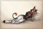 2021 anthro areola bedroom_eyes brown_body brown_fur clothing cloven_hooves corset dark_areola dark_nipples female fur genevieve_lykelle genitals giraffid hair hand_behind_head hand_on_hip hooves lingerie lying mammal narrowed_eyes navel nipples okapi on_side orange_hair pillow pose presenting pubes pussy s00t seafoam_eyes seductive solo striped_body striped_fur stripes tail tail_tuft topwear tuft undressing white_body white_fur