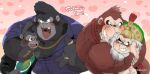 age_difference anthro ape arm_around_another arm_around_neck arm_around_shoulders beard biceps big_daddy_(sing) black_body black_clothing black_fur black_jacket black_leather_jacket black_topwear blush blush_lines brown_body brown_eyes brown_fur burglar chain chain_necklace clothing cranky_kong criminal crossover donkey_kong_(character) donkey_kong_(series) eyewear facial_hair fangs father_(lore) father_and_child_(lore) father_and_son_(lore) fist fur gang gangster glasses gold_(metal) gold_jewelry gold_necklace gold_ring gorilla green_clothing green_shirt green_topwear grin group haplorhine happy heart_symbol hearts_around_body hug hugging_another hugging_from_behind hyaku_(artist) illumination_entertainment jacket jewelry johnny_(sing) king larger_anthro larger_male leather leather_clothing leather_jacket leather_topwear male mammal manly mostly_nude muscular muscular_anthro muscular_male necklace necktie necktie_only nintendo nuzzling older_anthro older_male parent_(lore) parent_and_child_(lore) parent_and_son_(lore) pecs pink_background primate prince purple_clothing purple_shirt purple_topwear red_clothing red_necktie red_shirt red_topwear robber royalty shirt simple_background sing_(movie) size_difference smaller_anthro smaller_male smile son_(lore) teeth thick_arms thief thug tongue topwear wearing_glasses white_beard white_facial_hair younger_anthro younger_male