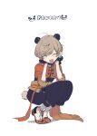  1boy animal_ears chinese_clothes closed_eyes clothing_request dankira!!! facing_viewer light_brown_hair male_focus miki_nozomu mole mole_under_eye open_mouth panda_boy panda_ears panda_tail short_hair sketch sneezecoon solo 