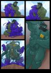 2020 abs animal_humanoid balls beard black_beard black_facial_hair black_hair blue_arms blue_body blue_chest blue_feet blue_fingers blue_hands blue_head blue_legs blue_toes bodily_fluids butt duo engis_(trencalos) erection eyebrows facial_hair feet fingers fish genital_fluids genitals goo_creature green_arms green_balls green_body green_chest green_feet green_fingers green_hands green_head green_legs green_nipples green_penis green_skin hair hi_res humanoid kissing male male/male marine marine_humanoid merging muscular muscular_male nipples nude nude_male orc pecs penis precum shark smile symbiote toes trencalos tusks vein