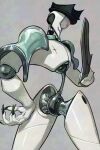20daysapple 2:3 black_nails colored_nails diligence_(the_gaslight_district) eyeless glitch_productions grey_background hi_res humanoid jagged_mouth machine male nails not_furry robot robot_humanoid simple_background small_waist solo the_gaslight_district thick_thighs