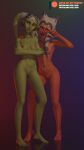 ahsoka_tano alien barefoot breasts duo feet female female/female gesture green_body green_skin hand_gesture happy hera_syndulla hi_res humanoid lips nipples nude pose smile star_wars star_wars_rebels tig3r togruta twi&#039;lek v_sign