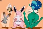 2024 absurd_res antennae_(anatomy) anthro areola balls belly big_butt biped blue_flower_florges breasts brown_eyes bunnelby butt cheek_spots closed_smile elemental_creature eyelashes eyes_closed female fingers flora_fauna florges flying front_view generation_1_pokemon generation_6_pokemon generation_7_pokemon genitals glans green_butt grey_balls grey_body grey_penis group hair hi_res luanctoons male midair motion_lines mouth_closed nintendo nipples nude paws penis pink_body pink_hair pink_nose plant pokemon pokemon_(species) pseudo_hair pussy rear_view ribombee smile standing vein veiny_penis wigglytuff wings yellow_areola yellow_breasts yellow_nipples