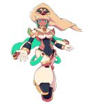  1girl ancient_egyptian_clothes blonde_hair breasts dark_skinned_female forehead_jewel green_eyes high_ponytail highres medium_breasts original ponytail revealing_clothes robot_girl selkhia_(surrealmason) simple_background solo surrealmason twitter_username white_background 