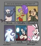 aardman_animations ambiguous_gender armlet bald breasts bunnicula bunnicula_(series) chest_wraps cleavage clothed clothing collared_shirt danny_devito evening_gloves eye_scar eyeshadow facial_scar fangs female fur group hair human humanoid julith_(dofus) makeup male mammal meme microsoft ori_(ori) ori_(series) ponytail psicoyote scar shantae shantae_(series) shaun_the_sheep shaun_the_sheep_(character) shirt six_fanarts_challenge teeth topwear wallace_and_gromit wayforward wool_(fur) wraps xbox_game_studios