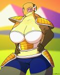  absurd_res anthro becky_mcgregor_(sprinkles) big_breasts breasts camel_toe cleavage clothed clothing cosplay costume dragon_ball female hands_on_hips hi_res navel reptile scalie solo sprinkles_(artist) turtle 