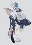 2025 anthro asterozoan black_tie_(suit) blue_body blue_eyes blue_hair clothing dress duo echinoderm eyelashes female footwear gem generation_7_pokemon generation_8_pokemon hair hi_res inteleon looking_at_another male marine nintendo pearl_(gem) pokemon pokemon_(species) primarina s_putnik_2 scalie shoes signature simple_background starfish starfish_(accessory) suit white_body yellow_eyes