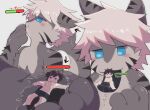2024 3_fingers absurd_res anthro anthro_on_anthro biped black_body black_bottomwear black_clothing black_ears black_fur black_hair black_markings black_pawpads black_shorts black_stripes black_tongue blush bodily_fluids body_in_mouth bottomwear changed_(video_game) cheek_markings clothed clothing colored countershade_face countershade_fur countershade_neck countershade_torso countershading dazed digital_media_(artwork) directional_arrow duo ear_markings energy_drain english_text extreme_size_difference facial_markings fingers fish fur furred_shark gameplay_mechanics grey_body grey_countershading grey_ears grey_fur grey_hair gui hair head_markings health_bar hi_res holding_character human in_mouth interspecies kemono larger_anthro larger_male light_body light_skin lin_(changed) looking_at_another male male/male male_anthro male_human male_on_anthro male_on_human mammal marine markings mawplay monotone_hair multicolored_ears nude_anthro nude_male on_tongue pale_skin pawpads paws saliva sequence shaded shark short_hair shorts simple_background simple_shading sitting size_difference smaller_human smaller_male spitting_out standing striped_body striped_fur stripes text the_shark_(changed) tongue tongue_out topless topless_human topless_male two_tone_ears voretteiiyone white_background