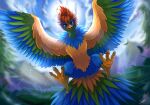  avian beak bird european_mythology feathered_wings feathers feral flying greek_mythology looking_at_viewer male mythological_avian mythological_firebird mythology outside peter_(shining_force_2) phoenix sega sky solo talons wings zeitzbach 