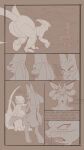  3lue_(artist) absurd_res ambiguous_gender anthro blush butt comic dialogue duo female flirting future_pokemon generation_4_pokemon generation_9_pokemon hi_res legendary_pokemon lucario machine miraidon nervous nintendo paradox_pokemon pokemon pokemon_(species) robot sketch 