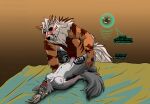 abs absurd_res anthro arcanine bed bedroom_sex belly big_penis blep blush bodily_fluids breasts canid canine canis cum cum_in_pussy cum_inside duo exposed_breasts facial_piercing fan_character fangs felid feline female furniture generation_1_pokemon genital_fluids genitals hi_res holding_leg hybrid leg_markings leg_tattoo machine male male/female mammal markings muscular muscular_male nintendo nipple_piercing nipples nose_piercing nose_ring pecs penetration penis piercing pokemon pokemon_(species) prehistoric_species pussy rhea_(trichternet) ring_piercing robot saber-toothed_tiger sabertooth_(anatomy) sex spread_legs spreading tattoo teeth text third-party_edit tongue tongue_out trichternet vaginal vaginal_penetration wolf