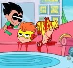  amputee blood blood_on_clothes blood_splatter corpse death decapitation dismemberment ero_guro execution guro highres murder mutilation penis quadruple_amputee robin_(dc) ryona severed_head sillywillydillydally smug teen_titans_go! wally_west 