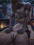 2_penises anthro anthro_on_anthro argonian black_body black_scales blue_eyes bodypaint brazier building claws clitoral_hood clitoris countershading duo erection eyes_closed face_paint facial_piercing feather_hair feathers female fire flat_chested frill_(anatomy) genital_focus genitals grey_body grey_scales head_crest head_frill hi_res humanoid_genitalia humanoid_pussy intraspecies looking_at_genitalia looking_at_pussy lying male male/female massage microsoft multi_genitalia multi_penis night nose_piercing nude on_back open_mouth outside penis penis_on_face piercing plant pseudo_hair pubic_mound public pupils pussy pussy_focus red_body red_scales sadnicole scales scalie shrub slit_pupils standing tail teeth the_elder_scrolls tree white_body white_scales