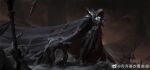  1boy armor armored_shoes battle black_cloak black_pants breastplate cloak cloud cloudy_sky corpse covered_face dutch_angle fantasy grey_shoes highres hood hood_up hooded_cloak liushuo long_sleeves male_focus original outdoors pants realistic shoes sky solo_focus standing torn_clothes war watermark weibo_watermark 