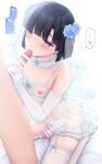  2boys babydoll bar_censor bead_necklace beads black_hair blue_babydoll blue_flower blue_garter_straps blue_ribbon blue_rose blush bridal_veil censored choker clothing_aside crossdressing cupless_babydoll double_handjob earrings elbow_gloves erection fellatio flower frilled_babydoll garter_belt gloves hagoromo_net hair_flower hair_ornament handjob hands_on_penis highres hikaru_no_go jewelry kneeling lace lace-trimmed_gloves lace-trimmed_thighhighs lace_choker lace_garter_belt lace_trim male_focus multiple_boys necklace nipples on_bed oral otoko_no_ko panties panties_aside pendant penis purple_eyes ribbon ring rose short_hair skindentation solo_focus thighhighs thighs touya_akira twitching_penis underwear veil wedding_ring white_background white_garter_belt white_thighhighs yaoi 