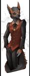 canid canine clothing fox hi_res kredri male male/male mammal solo solo_focus suit