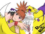  2girls anus blush digimon digimon_tamers looking_at_viewer makino_ruki multiple_girls nude open_mouth ponytail renamon short_hair smile specter spread_pussy tongue tongue_out white_background 