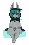 animal_ears animal_nose areola beverage_can big_breasts black_claws black_clothing black_hoodie black_topwear blush blush_lines bottomless breasts claws clothed clothing eyelashes female front_view fur green_hair grey_body grey_fur hair hi_res hoodie huge_breasts humanoid jeteggs league_of_legends long_sleeves looking_at_viewer monster_energy navel nipples object_between_thighs open_mouth pupils purple_areola purple_eyes purple_nipples riot_games short_hair sitting slit_pupils solo tencent thick_thighs topwear vex_(lol) wide_hips yordle