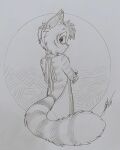 2024 4_fingers anthro black_and_white cafeabril calvin_mcmurray circle_background clothed clothed_anthro clothed_male clothing domestic_cat eyebrows felid feline felis fingers fluffy fluffy_tail fur graphite_(artwork) halterneck head_tuft hi_res inner_ear_fluff lackadaisy looking_back male male_anthro mammal markings meme meme_clothing monochrome mouth_closed pawpads portrait rear_view signature simple_background solo standing striped_arms striped_back striped_body striped_fur striped_markings striped_tail stripes sweater tabby_cat tail tail_markings three-quarter_portrait topwear traditional_media_(artwork) tuft virgin_killer_sweater whiskers