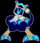 3_fingers ambiguous_gender antenna_wire anthro black_background black_body blue_eyes chaokocartoons electrical_pole electricity fingers hi_res holographic_claws kila_(kilaflow) kilaflow looking_at_viewer peace_symbol reaching_towards_viewer robot_anthro robotic_tail screw simple_background smile solo tail thick_tail thick_thighs translucent translucent_body translucent_claws tv_head_robot white_body yellow_body