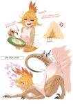  1girl absurdres anger_vein arrow_(symbol) artist_name blonde_hair breasts dokibird_(vtuber) egg english_text feather_hair furry green_eyes hair_between_eyes heart heterochromia highres indie_virtual_youtuber kulu-ya-ku monster_girl monster_hunter_(series) myth1carts nipples open_mouth orange_feathers plap red_eyes sex spoken_anger_vein tail talons tent trembling virtual_youtuber 