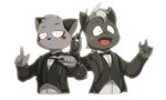  ambiguous_gender anthro black_body black_fur blush bow_tie clothing conducting_baton conductor cougar dress_shirt duo felid feline fur grey_body grey_fur hajime_tanaka_(odd_taxi) half-closed_eyes half-length_portrait head_tuft hi_res holding_object male_(lore) mammal mephitid mohawk musical_note narrowed_eyes odd_taxi open_mouth portrait shirt shun_imai_(odd_taxi) simple_background skunk smile smite_(artist) suit_jacket topwear tuft white_background 