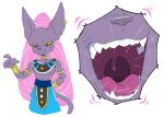  2023 anthro beerus close-up deity domestic_cat dragon_ball dragon_ball_super felid feline felis gaping_mouth hairless hairless_cat lecigzz male mammal mouth_shot open_mouth solo sphynx_(cat) tongue uvula 