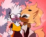 2020 affectionate anthro black_bottomwear black_clothing black_pants blushing_profusely bongwater777 bottomwear breasts brown_body brown_fur brown_tail canid canine canis clothed clothed_anthro clothed_female clothing constricted_pupils daww digital_drawing_(artwork) digital_media_(artwork) duo eyelashes eyes_closed female female/female flirting fluffy fluffy_body fluffy_fur fluffy_tail flustered flustered_female fully_clothed fully_clothed_anthro fully_clothed_female fur fur_tuft grey_body grey_fur hair hands_behind_back happy heart_background heart_eyes heart_symbol hi_res idw_publishing intimate kissing kissing_cheek lemur long_tail love male male/female mammal markings pants passionate peaceful piercing pink_background ponytail primate pupils purple_eyes ring_piercing romantic romantic_ambiance romantic_couple sega shaking simple_background small_pupils sonic_the_hedgehog_(comics) sonic_the_hedgehog_(idw) sonic_the_hedgehog_(series) standing strepsirrhine striped_markings striped_tail stripes swaying tail tail_markings tangle_the_lemur trembling tuft whisper_the_wolf wolf