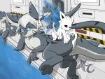 absurd_res anthro changed_(video_game) fish group hi_res latex marine paws requiem_shark shark squid_dog_(changed) tiger_shark