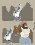  anthro armpit_hair balls_outline big_bulge big_pecs body_hair bottomwear bovid bovid_horn bulge caprine caprine_horn clothing comic denim denim_bottomwear denim_clothing detailed_bulge duo electronics eyewear facial_piercing felid genital_outline glasses hi_res horn jeans lion looking_at_object looking_at_phone male mammal mayternity melancholiclion muscular muscular_male musk musk_clouds musky_body nose_piercing nose_ring pantherine pants pecs phone piercing public raised_arm ram_horn ring_piercing sheep silhouette size_difference tail torn_bottomwear torn_clothing torn_jeans torn_pants yukoso_(melancholiclion) 