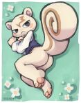  absurd_res animal_crossing chibi grass hi_res kemono lying male mammal marshal_(animal_crossing) nintendo nintendo_switch on_side paws plant rodent sciurid solo tail tree_squirrel yarney 