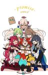  6+girls ahoge animal_ears asymmetrical_legwear asymmetrical_sleeves black_pantyhose black_shoes black_skirt blue_cape blue_eyes blue_hair blue_ribbon braid braided_bangs brown_hair cape ceres_fauna ceres_fauna_(1st_costume) chain chain_headband cheese closed_eyes clothing_cutout collar commentary crop_top demon_horns detached_sleeves detached_wings dice dress elbow_gloves flats flower food friend_(nanashi_mumei) gloves green_hair grey_sleeves grin group_name hair_flower hair_intakes hair_lift hair_ornament hakos_baelz hakos_baelz_(1st_costume) halterneck hand_on_own_chest headpat high_heels highres holding_hands holocouncil hololive hololive_english holopromise horns irys_(hololive) irys_(irys_2.0)_(hololive) ka_klstar kaniko_(tsukumo_sana) key knees_to_chest leg_warmers limiter_(tsukumo_sana) long_hair microskirt mismatched_legwear mismatched_sleeves mouse_ears mouse_girl mouse_tail mousetrap multicolored_hair multiple_girls nanashi_mumei nanashi_mumei_(1st_costume) on_floor open_mouth ouro_kronii ouro_kronii_(1st_costume) outstretched_arms pantyhose partially_fingerless_gloves pink_hair planet_hair_ornament ponytail purple_pantyhose red_hair ribbon shoes sitting skirt smile spiked_collar spikes spread_arms streaked_hair symbol-only_commentary tail tearing_up teeth tree_horns tsukumo_sana tsukumo_sana_(1st_costume) turtleneck twintails underboob_cutout usaslug_(tsukumo_sana) very_long_hair virtual_youtuber white_dress white_gloves white_hair wings 