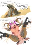  1girl absurdres ahtal-ka animal_ears animal_feet arthropod_girl arthropod_limbs artist_name black_sclera breasts carapace colored_sclera english_text facial_mark hair_over_one_eye heart highres horns indie_virtual_youtuber long_hair monster_girl monster_hunter_(series) motion_lines myth1carts navel nipples penis pink_hair restrained scarab sex speech_bubble triangle trickywi uncensored virtual_youtuber wings yellow_eyes 