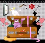 aircraft airplane ambiguous_gender anthro avian bird escargoon facial_hair feral flower gastropod green_shell heart_symbol kirby:_right_back_at_ya! kirby_(series) kouhakugohan looking_at_mirror looking_at_object male mature_anthro mature_male mirror mirror_reflection mollusk nintendo parrot pattern_background plant purple_body reflection screentone shell simple_background snail suitcase text vase vehicle y2k_(graphic_design)