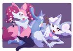 3_toes 4_fingers absurd_res accessory anthro arm_tuft big_ears black_body black_fur blush bodily_fluids braixen cheek_tuft cherry_blossom chest_tuft choker clitoris facial_tuft feet female female/female fingers flat_chested flower flower_in_hair fluffy fluffy_tail fur generation_6_pokemon genital_fluids genitals grey_body grey_fur hair hair_accessory hanami_the_braixen hand_on_floor hand_on_leg heart_accessory hi_res hip_tuft inner_ear_fluff iris_the_braixen jewelry necklace nintendo pink_body pink_eyes pink_fur plant pokemon pokemon_(species) prunus_(flower) raised_leg sarox sex shoulder_tuft stick tail toes tribadism tuft vaginal vaginal_fluids vulva white_body white_fur wing_accessory