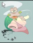 anthro clothing cursor disembodied_hand escargoon facial_hair fish gastropod gloves goatee green_shell handwear kirby:_right_back_at_ya! kirby_(series) kouhakugohan low_res male marine mature_anthro mature_male mollusk nintendo open_mouth purple_body shell silhouette snail solo white_clothing white_gloves white_handwear y2k_(graphic_design)