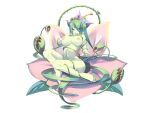  1girl alraune angry barefoot blue_eyes blush breasts clenched_teeth colored_skin completely_nude eyes_visible_through_hair feet flower flower_on_head game_cg glowing glowing_eyes green_hair green_skin hair_flower hair_ornament half-closed_eye kanon_(mon-musu_quest!) large_breasts long_hair looking_at_viewer mon-musu_quest! mon-musu_quest:_paradox monster_girl navel nipples non-web_source nude plant plant_girl plant_hair shiki_(psychedelic_g2) sitting solo teeth variant_set veiny_face venus_flytrap very_long_hair vines 