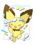2025 ama_luna197 ambiguous_gender anthro exclamation_point eyes_closed generation_2_pokemon happy hi_res nintendo open_mouth paws pichu pokemon pokemon_(species) simple_background solo