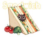 broccoli cat cherry_tomato commentary_request food food_focus food_name in_food no_humans original sandwich simple_background suzaku_(zaku6584) tomato white_background 