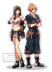  1boy 1girl baseball_cap bikini bikini_under_clothes black_bikini black_hair blonde_hair blowing_whistle blue_eyes boots breasts cloud_strife cloud_strife_(maritime_sailor) crop_top elbow_pads final_fantasy final_fantasy_vii final_fantasy_vii_ever_crisis frayed_clothes frayed_skirt hat large_breasts long_hair looking_at_another low-tied_long_hair minato_(ct_777) official_alternate_costume sailor_collar see-through_cleavage see-through_clothes see-through_shirt shirt single_elbow_pad spiked_hair standing swimsuit tied_shirt tifa_lockhart tifa_lockhart_(lifeguard) two-tone_headwear wet wet_clothes wet_shirt whistle whistle_around_neck 