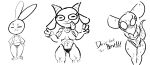 4chan anonymous_artist anthro blush bodily_fluids bovid caprine clothing covering female goat group happy hi_res humanoid lagomorph leporid mammal monochrome mouse murid murine muscular muscular_female panties rabbit rat_tail rodent save_the_princess sweat tail thick_thighs tongue tongue_out trio underwear 