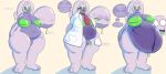  absurd_res anthro belly big_belly big_breasts bodily_fluids breasts clothing coat dialogue generation_6_pokemon genital_fluids genitals goodra gynomorph hi_res hyper hyper_pregnancy intersex lab_coat mcerror navel nintendo nipples nonbinary_(lore) overweight penis pokemon pokemon_(species) precum pregnant pregnant_intersex progression sequence solo speech_bubble standing stretch_marks sweat tail tail_mouth text topwear unusual_anatomy unusual_tail 