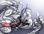 ambiguous_gender andromorph anthro anthro_on_feral aroused back_spikes bestiality big_clitoris black_body black_fur bodily_fluids canid canine claws clitoris dragon duo feral finger_claws fox fur genital_fluids genitals grey_body grey_fur hi_res horn intersex intersex/male looking_at_another looking_pleasured male male/male mammal markings mastectomy_scar membrane_(anatomy) membranous_wings mythological_creature mythological_scalie mythology nipples oral penetration penis pink_penis pink_tongue red_fox reptile scales scalie scar sharp_horn sharp_teeth shirojackote silver_fox size_difference spikes spikes_(anatomy) spread_legs spreading striped_body striped_markings stripes teeth toe_claws tongue tongue_penetration true_fox vaginal vaginal_fluids vaginal_penetration vein veiny_penis vulva white_body white_fur wing_claws wings