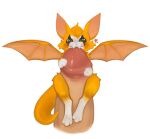 absurd_res anthro bat bat_wings bite chisanakei disembodied_penis duo dust:_an_elysian_tail female fidget_(elysian_tail) floating_hearts fur genitals hi_res hug hugging_penis humanoid_genitalia humanoid_penis male male/female mammal membrane_(anatomy) membranous_wings nimbat orange_body orange_fur penis penis_bite size_difference smaller_female solo_focus tail white_paws wings